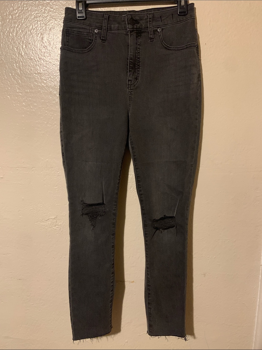 Madewell Black Distressed High-Rise Skinny Jeans